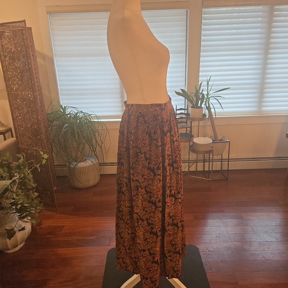VTG 80s 100% Silk Paisley Boho Fairycore Maxi Skirt Medium - Picture 3 of 7